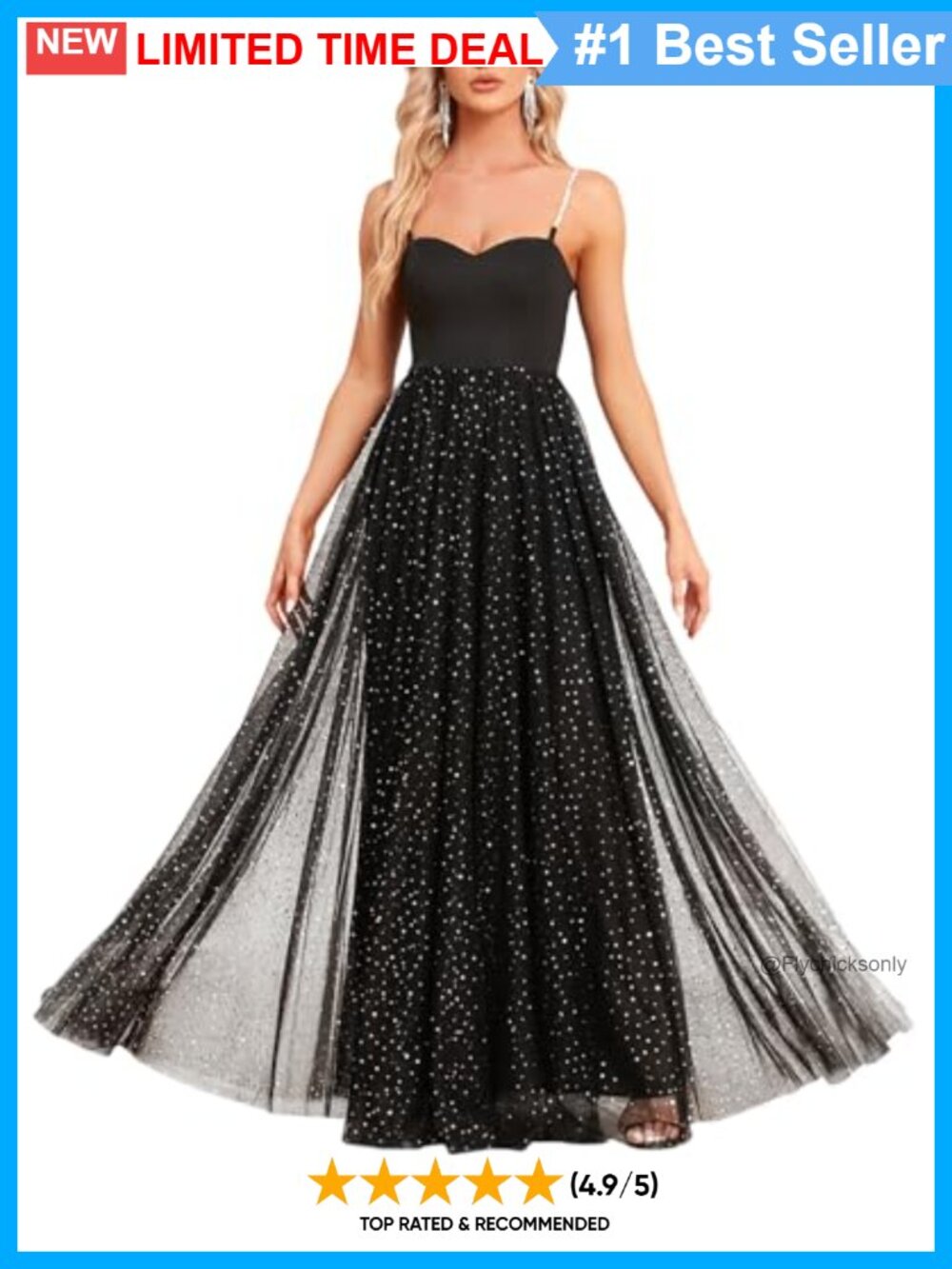 Sparkly Sequin Tulle A Line Long Prom Evening Gown